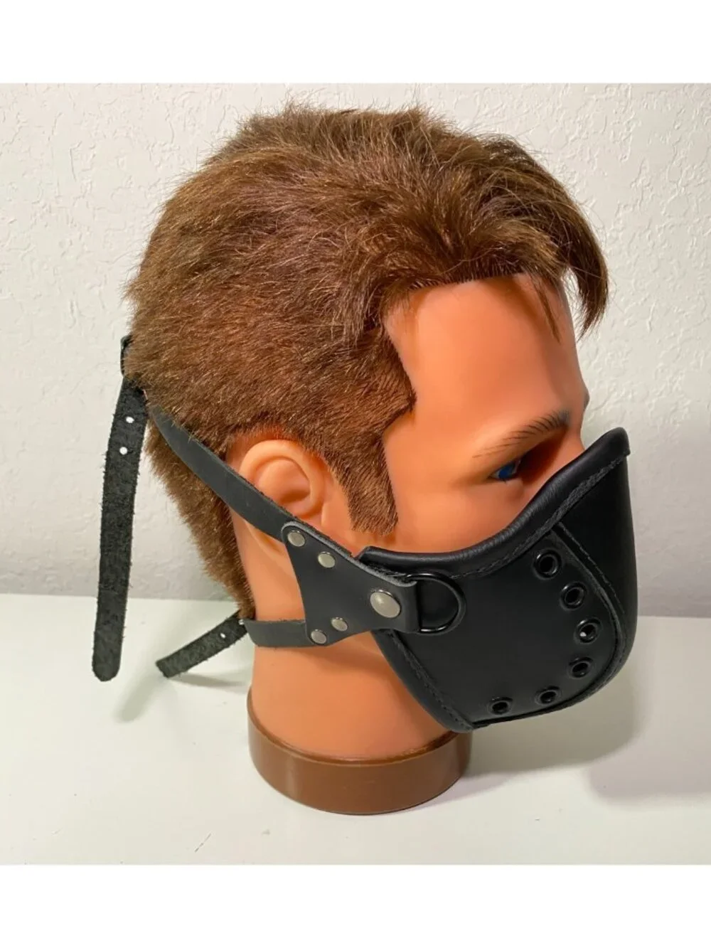 The Blonde Swan Black Leather Steampunk Mask w Adjustable Leather Straps & Snaps